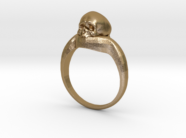 150109 Skull Ring 1 Size 13  in Polished Gold Steel