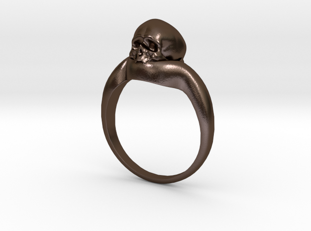 150109 Skull Ring 1 Size 10  in Polished Bronze Steel
