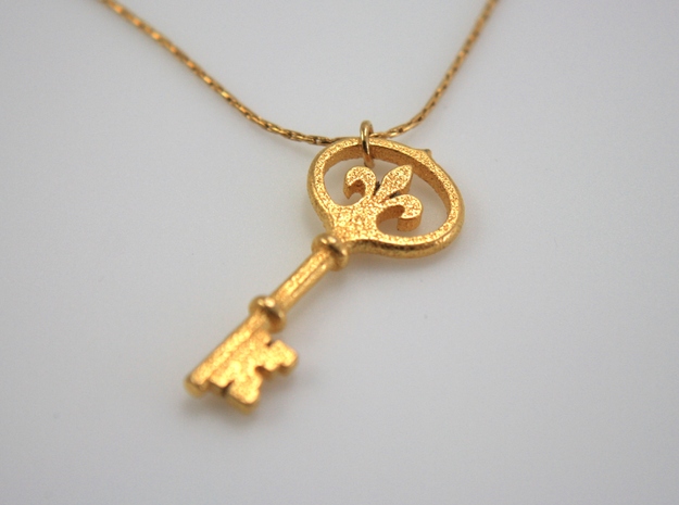 Kappa Key Pendant in Polished Gold Steel