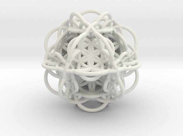 3d Flower of Life with 8 Seeds: Sacred Geometry in White Natural Versatile Plastic