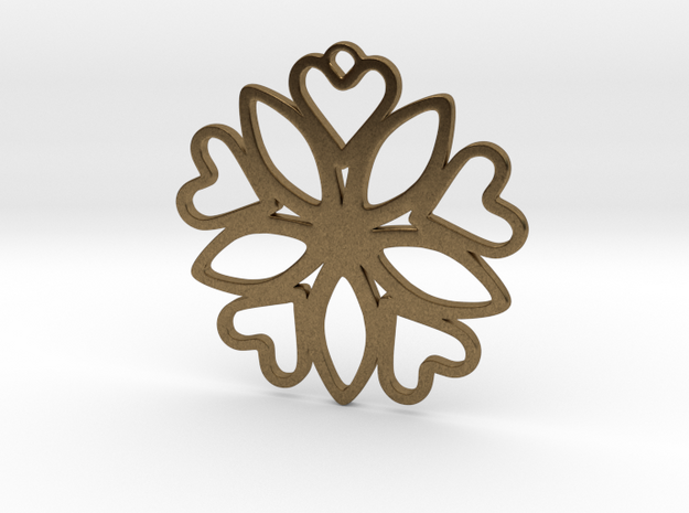 Heart Pendant - Floral  in Natural Bronze