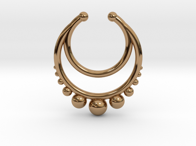 Faux Septum Dropped Ring with Spheres Under (wider in Polished Brass