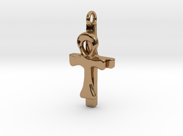 Ankh and Cross Pendant in Polished Brass