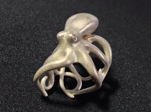Octopus Ring 18mm in Natural Silver