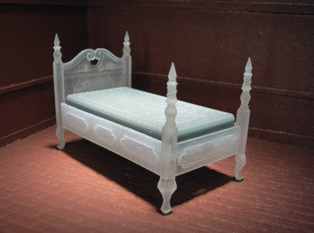 1:48 Queen Anne Twin Bed in Smooth Fine Detail Plastic