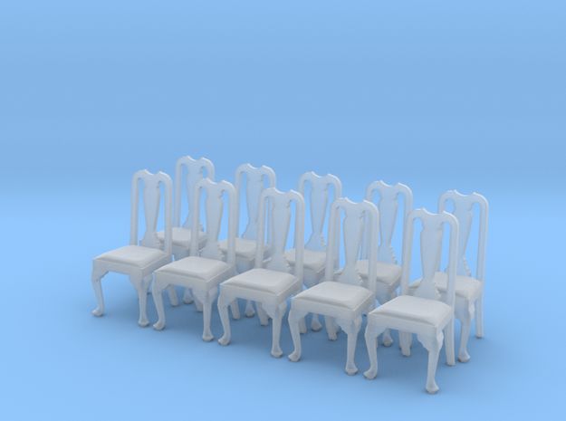 1:48 Queen Anne Chair (Set of 10) in Smooth Fine Detail Plastic