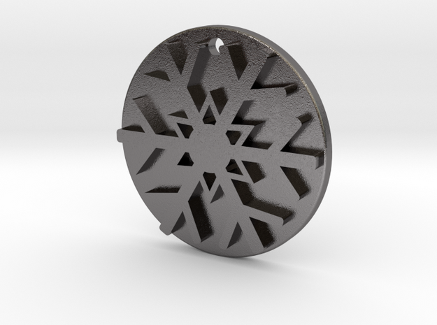 Snowflake Pendant / Keychain in Polished Nickel Steel
