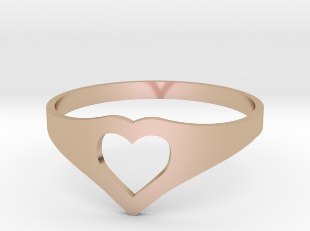 Negative Space Heart Ring (Sz 6) in 14k Rose Gold Plated Brass