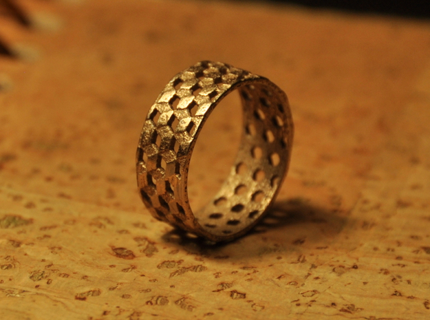 Parquet Deformation Ring (57mm) in Polished Bronzed Silver Steel