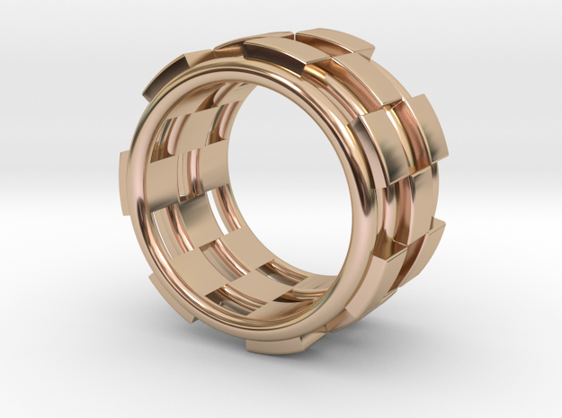 CHECKMATE RING SIZE 7 in 14k Rose Gold Plated Brass
