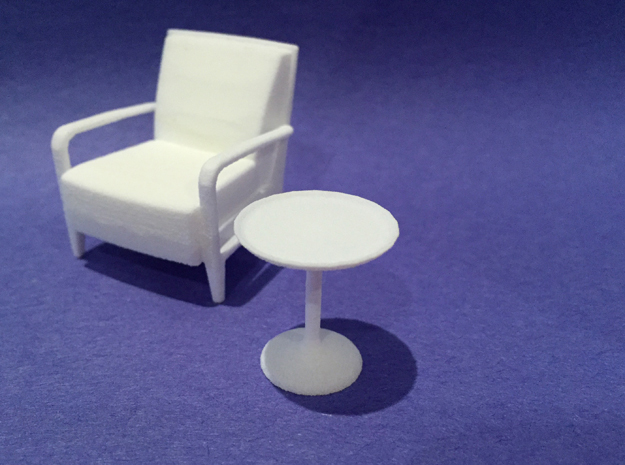 20in Dia Side Table 1:24 scale in White Natural Versatile Plastic