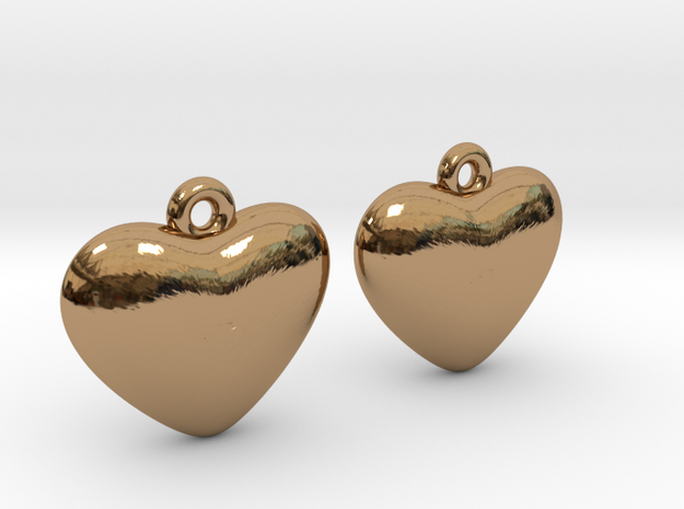 Heart Earrings in Polished Brass