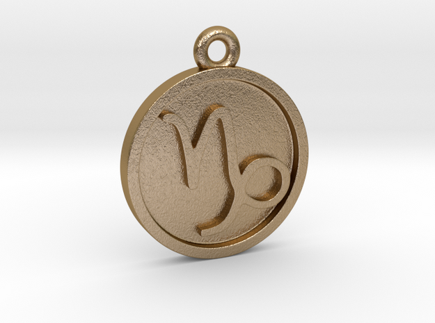 Capricorn/Steinbock Pendant in Polished Gold Steel