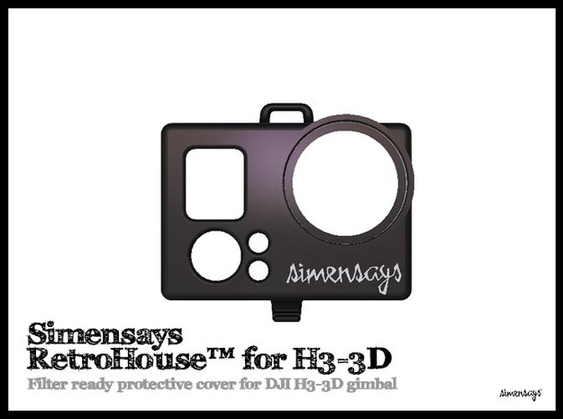 Simensays RetroHouse™ Cover for DJI H3-3D gimbal  in Black Natural Versatile Plastic