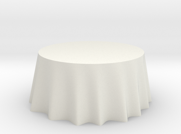 1:24 Draped Table - 60" diameter in White Natural Versatile Plastic