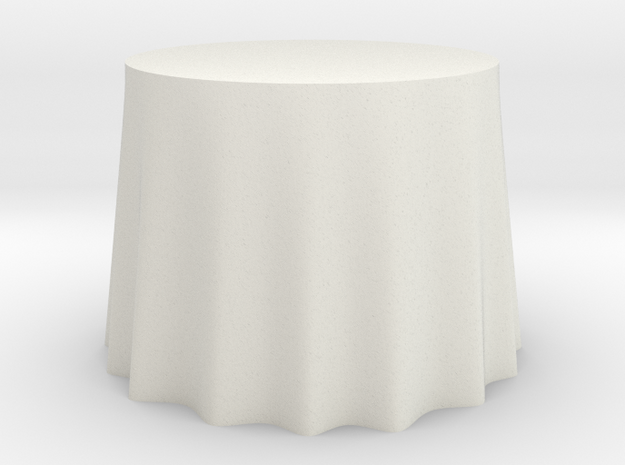1:48 Draped Table - 36" diameter in White Natural Versatile Plastic