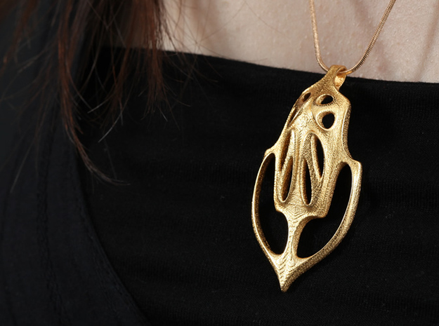 Xin Pendant (#1478) in Polished Gold Steel