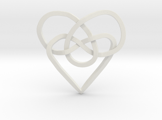 Infinity Heart Knot Pendant in White Natural Versatile Plastic