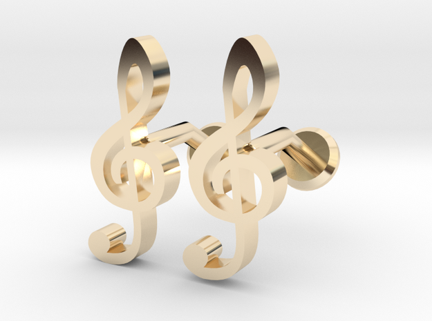 Treble Clef Cufflinks in 14k Gold Plated Brass