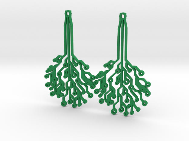 Circuit Tree Earrings in Green Processed Versatile Plastic