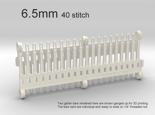 40 Tine Knitting Garter Bar X 2 - 6.5 mm V2.stl in White Processed Versatile Plastic