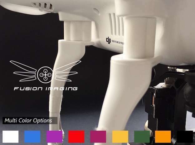 4x. DJI Phantom 16mm Leg Extender Spacer (V2) in White Processed Versatile Plastic