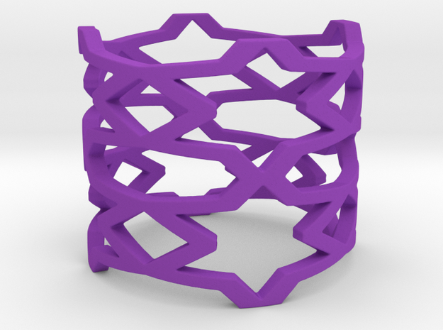 Stars and rhombus Ring Size 11 in Purple Processed Versatile Plastic
