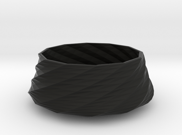 Twisted bowl in Black Natural Versatile Plastic