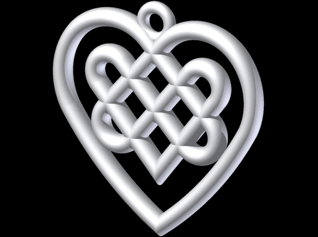 Celtic Heart Knot in White Natural Versatile Plastic