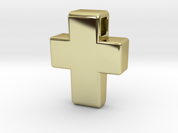Chunky Cross Pendant in 18k Gold Plated Brass