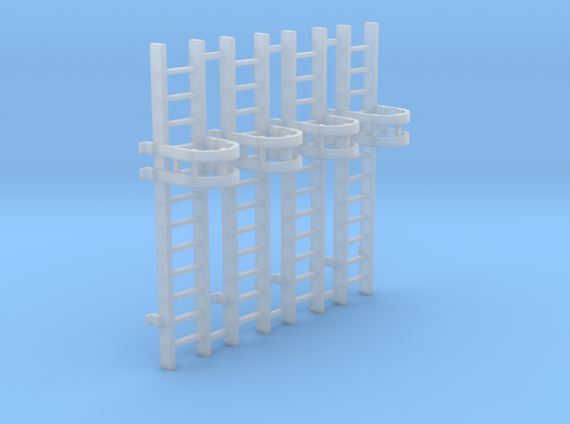 'HO Scale' - (4) 10' Caged Ladder in Smooth Fine Detail Plastic