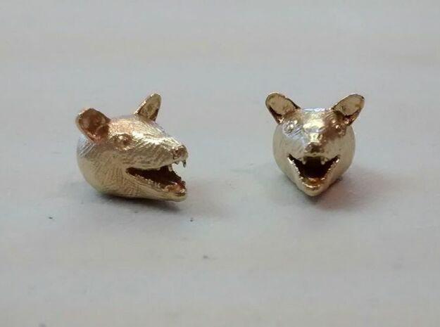 Happy Possum Pendant Earrings in Natural Brass