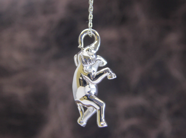 Elephant Pendant in Polished Silver