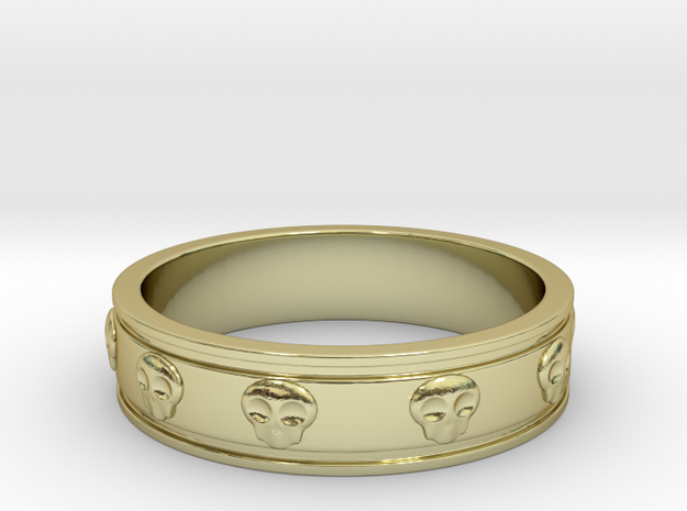 Ring with Skulls - Size 8 in 18k Gold Plated Brass