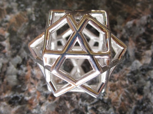Compound of Three Cubes in Rhodium Plated Brass