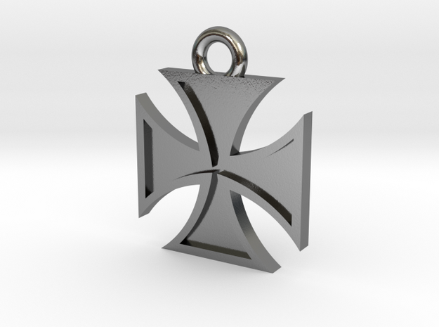 Iron Cross Pendant 2 in Polished Silver