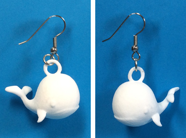 Whale Earrings in White Processed Versatile Plastic