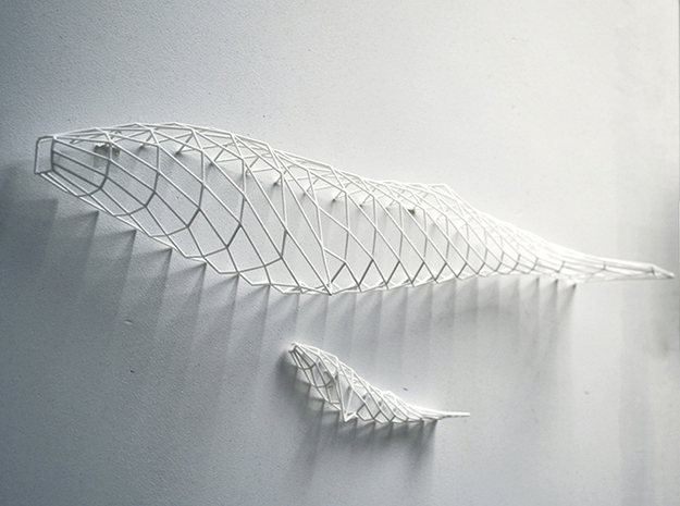 wall decoration "Whales" in White Natural Versatile Plastic