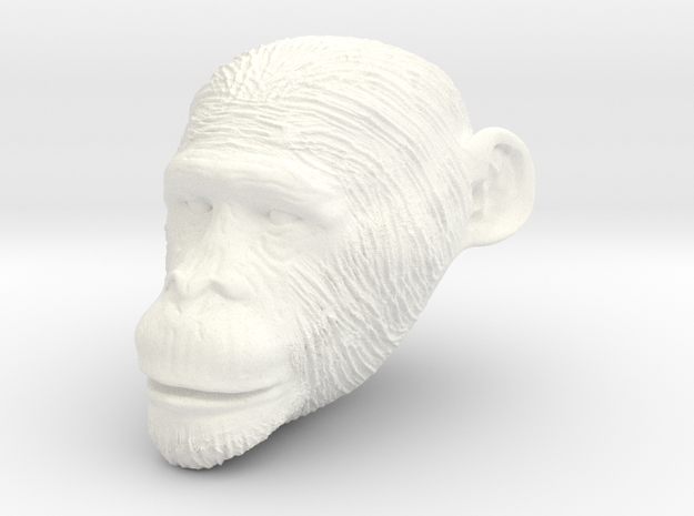 Head Chimp in White Processed Versatile Plastic