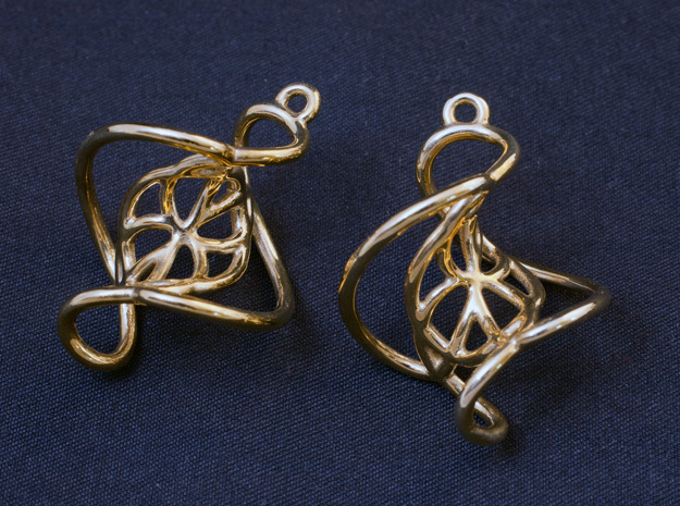 Swirl Earrings in Polished Brass
