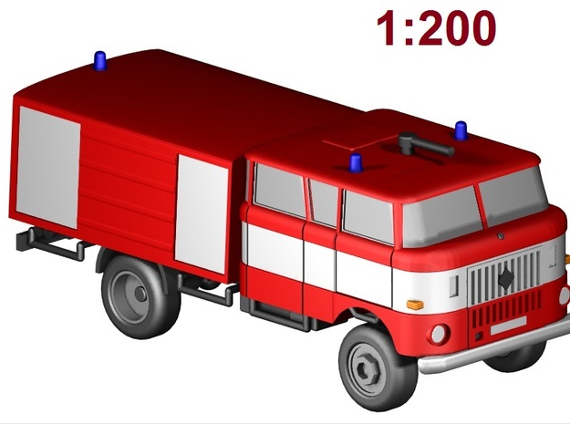 W50 Feuerwehr / Fire truck 4WD (1:200) in Smooth Fine Detail Plastic