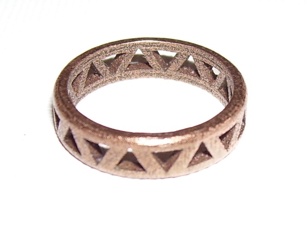 Slender Triangle Pattern Ring in Polished Bronze Steel