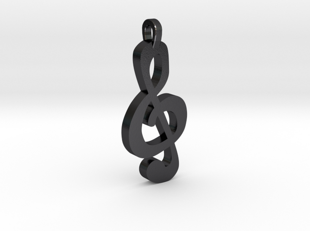 Treble Clef Pendant in Polished and Bronzed Black Steel