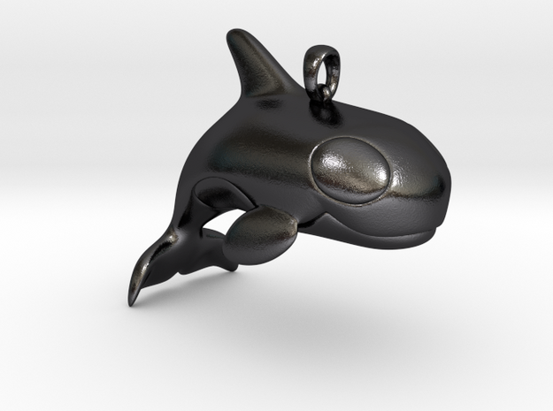 Baby Orca Pendant in Polished and Bronzed Black Steel
