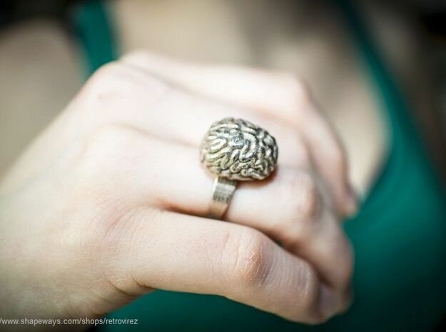 Intelligent Brain Ring in Polished Bronzed Silver Steel