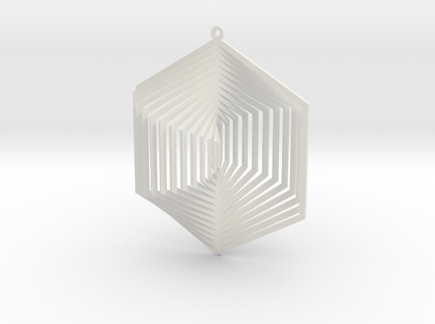  Pendant Wind Spinner 3D Hexagon in White Natural Versatile Plastic