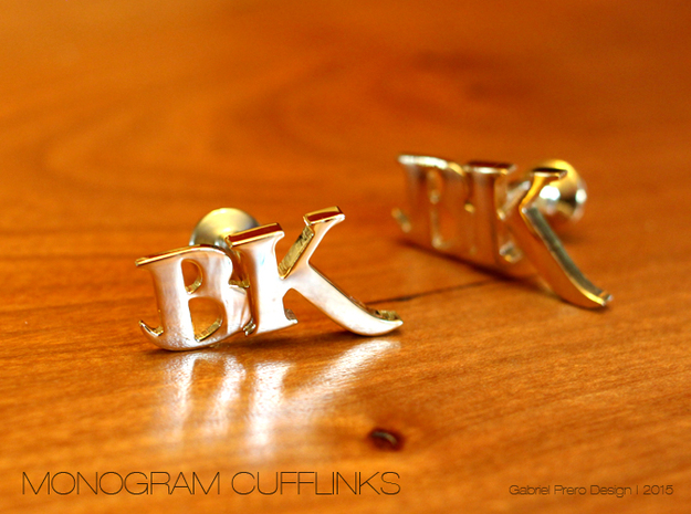 Monogram Cufflinks BK in 18k Gold Plated Brass