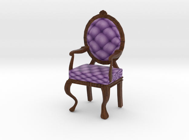 1:12 One Inch Scale LavDark Oak Louis XVI Chair in Full Color Sandstone