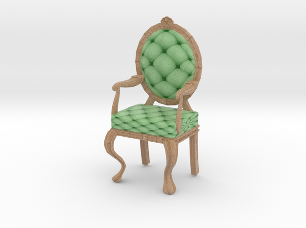 1:12 One Inch Scale MintPale Oak Louis XVI Chair in Full Color Sandstone