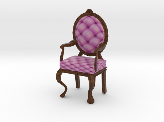 PinkDark Oak Louis XVI Oval Back Chair Half Scale in Full Color Sandstone